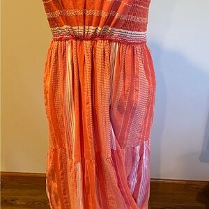 Liverpool Orange Ruffled Tiered Maxi Sundress
